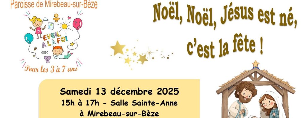 Eveil à la foi: RDV le 13/12 à Mirebeau&nbsp;!